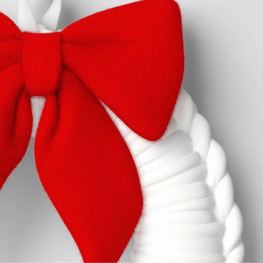 Wondershop Target 🎯 Holiday 24” White Yarn Wreath Red Bow NEW!